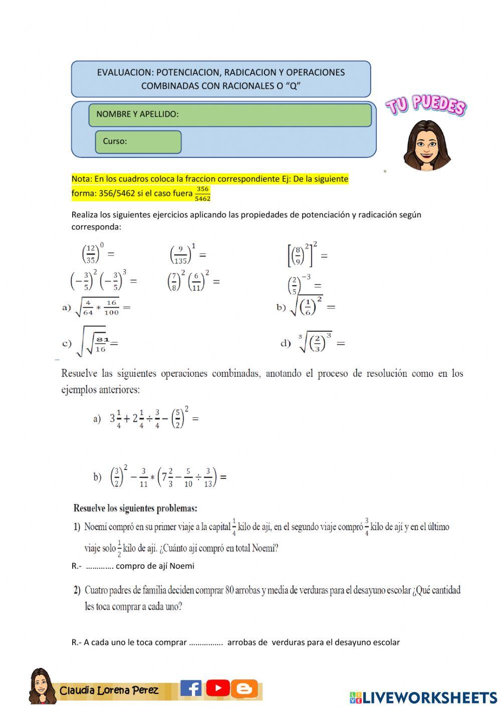 Potenciacion y radicacion con racionales o q