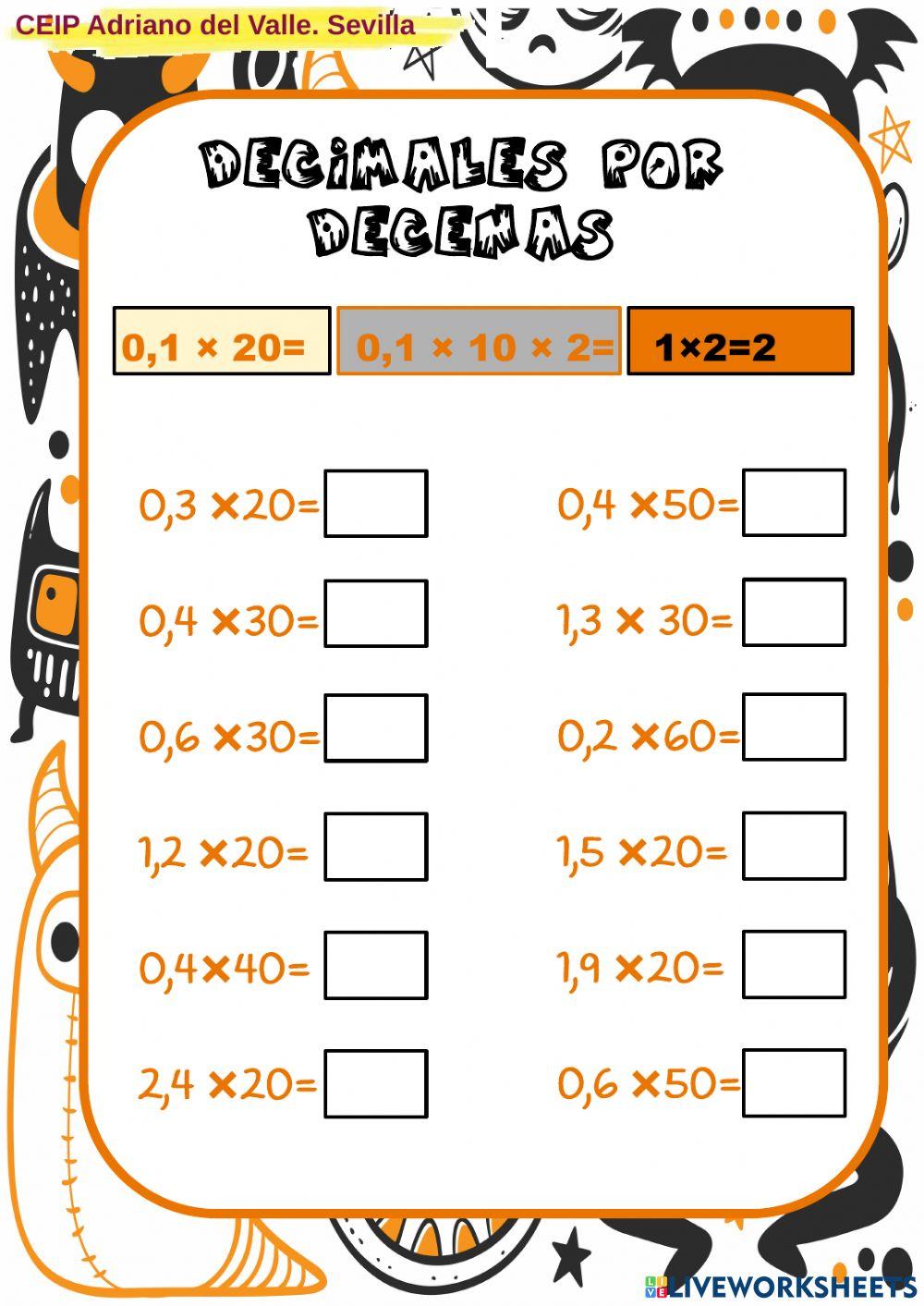 Producto decimas por decenas