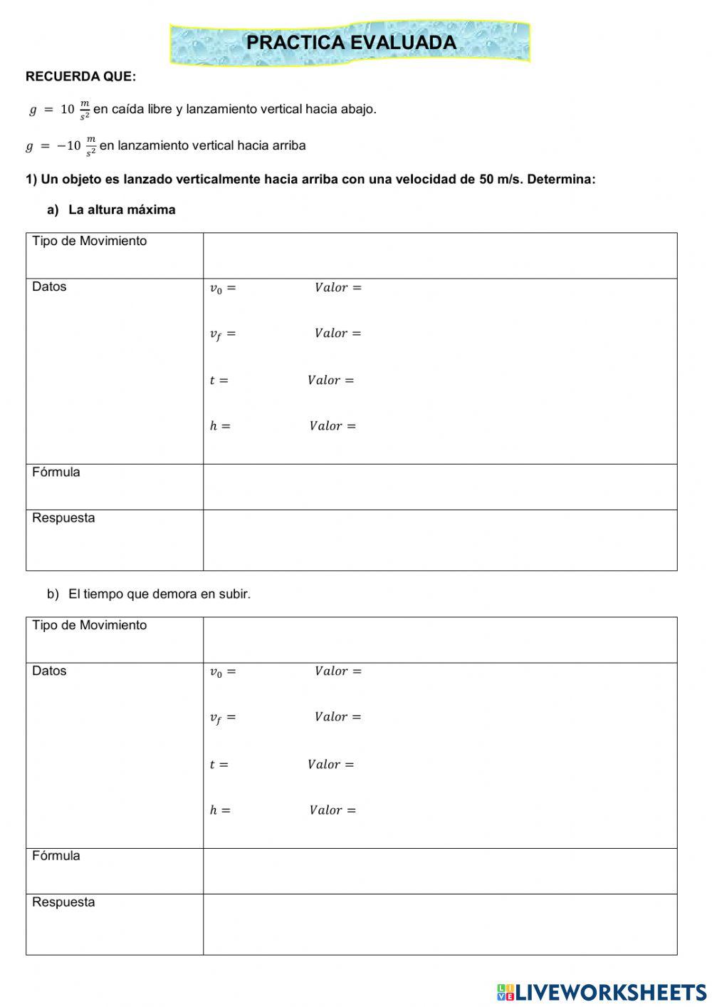 Caida libre y lanzamiento vertical