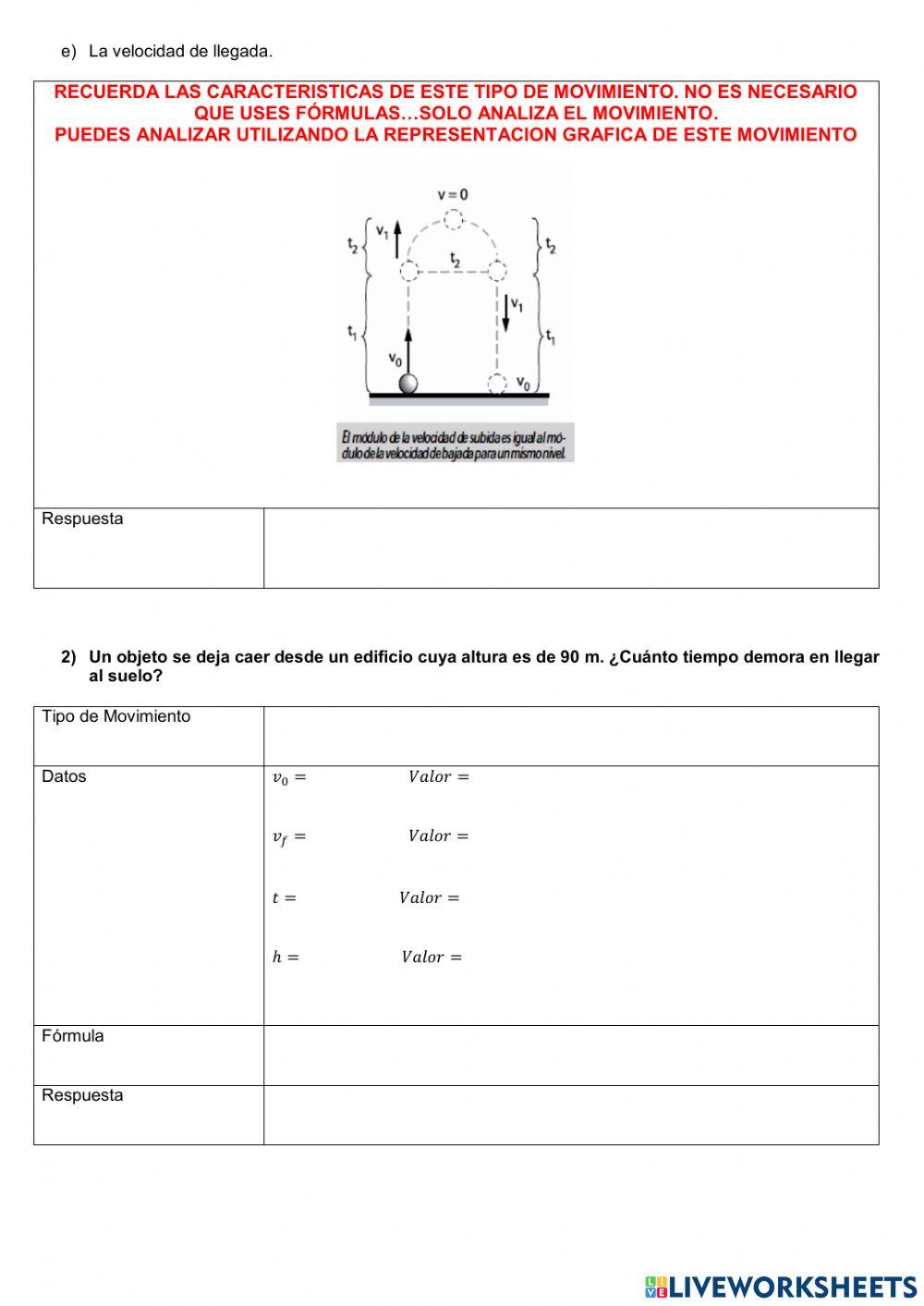 Caida libre y lanzamiento vertical