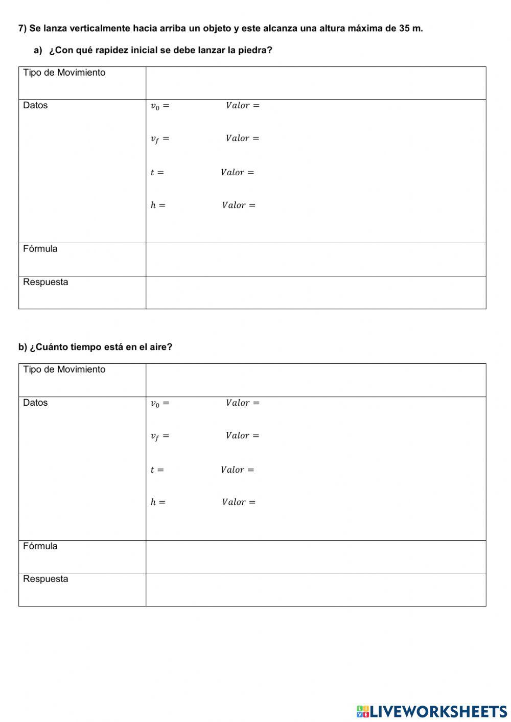Caida libre y lanzamiento vertical