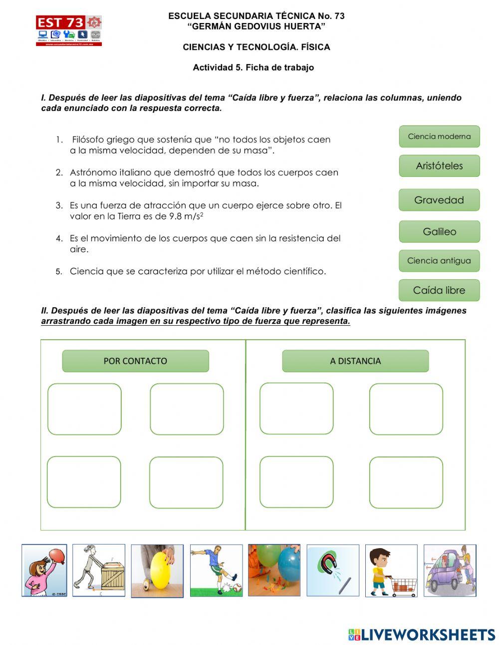 Fuerza a distancia y contacto. SD