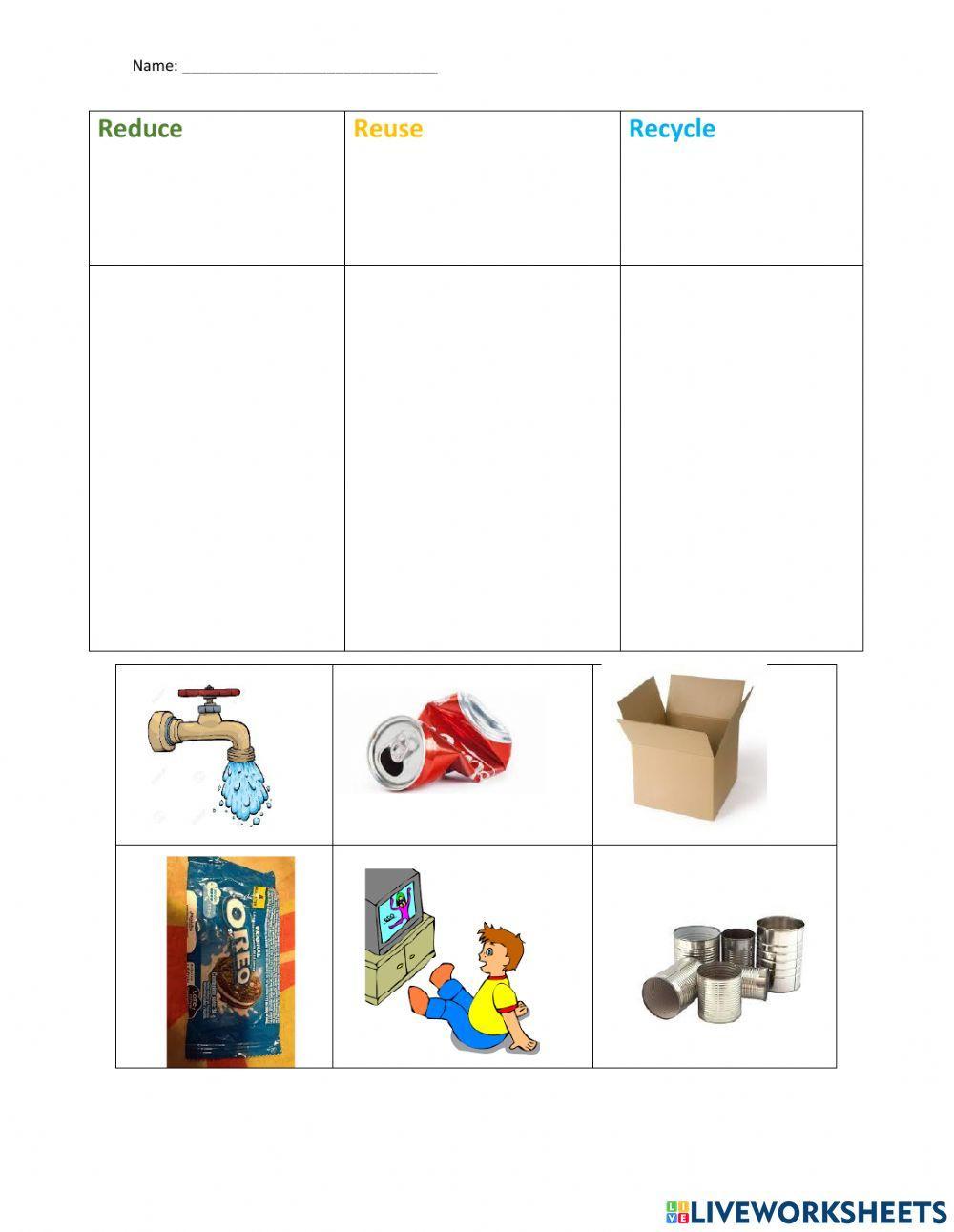 Reduce,reuse, recycle | sarabj24 | Live Worksheets