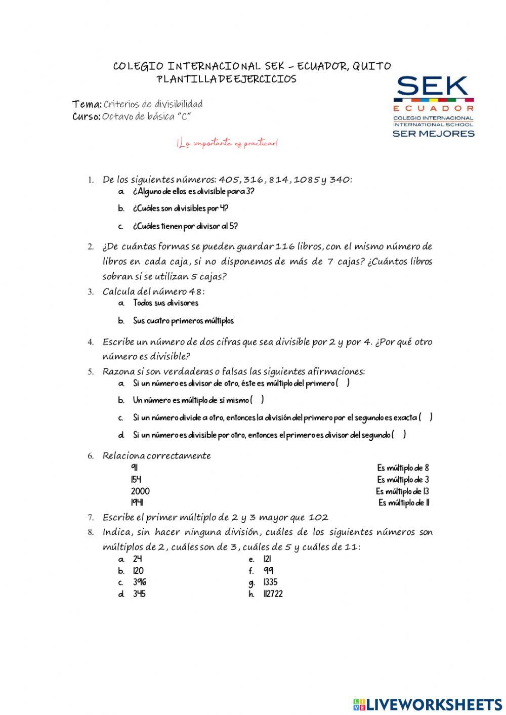 Criterios de divisibilidad