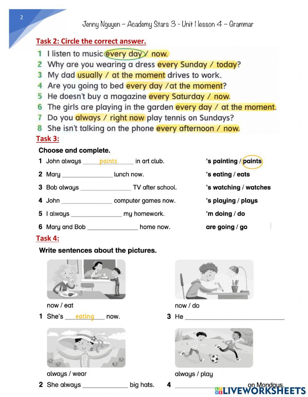 Jenny-AS3-U1L4-Present simple and Present continuous 1