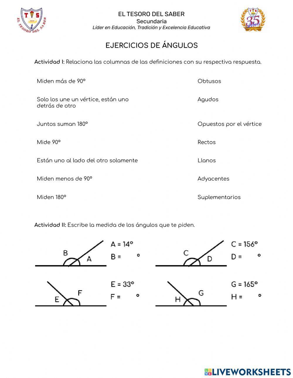 Ejercicios de Ángulos