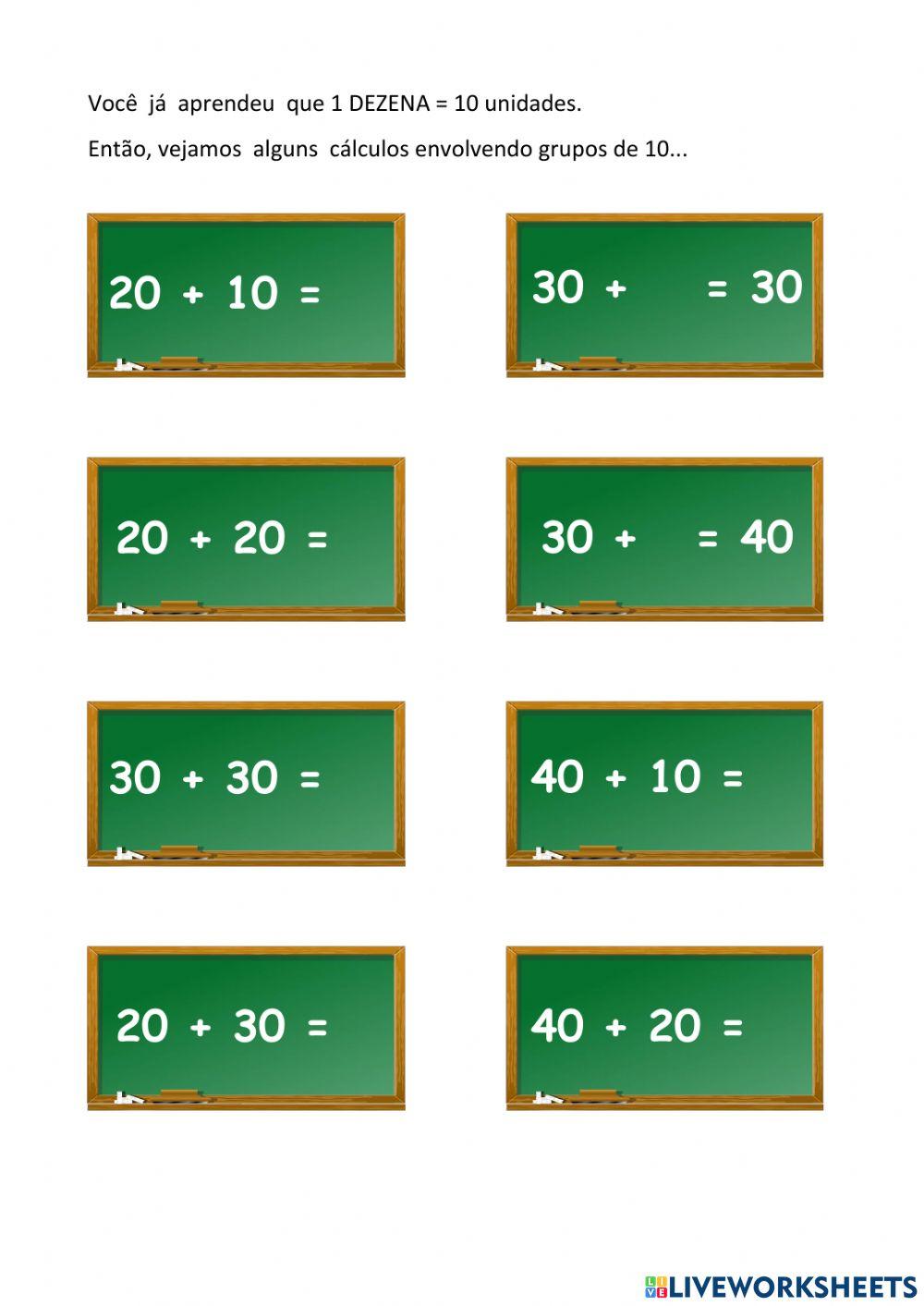 Adições com dezenas exatas