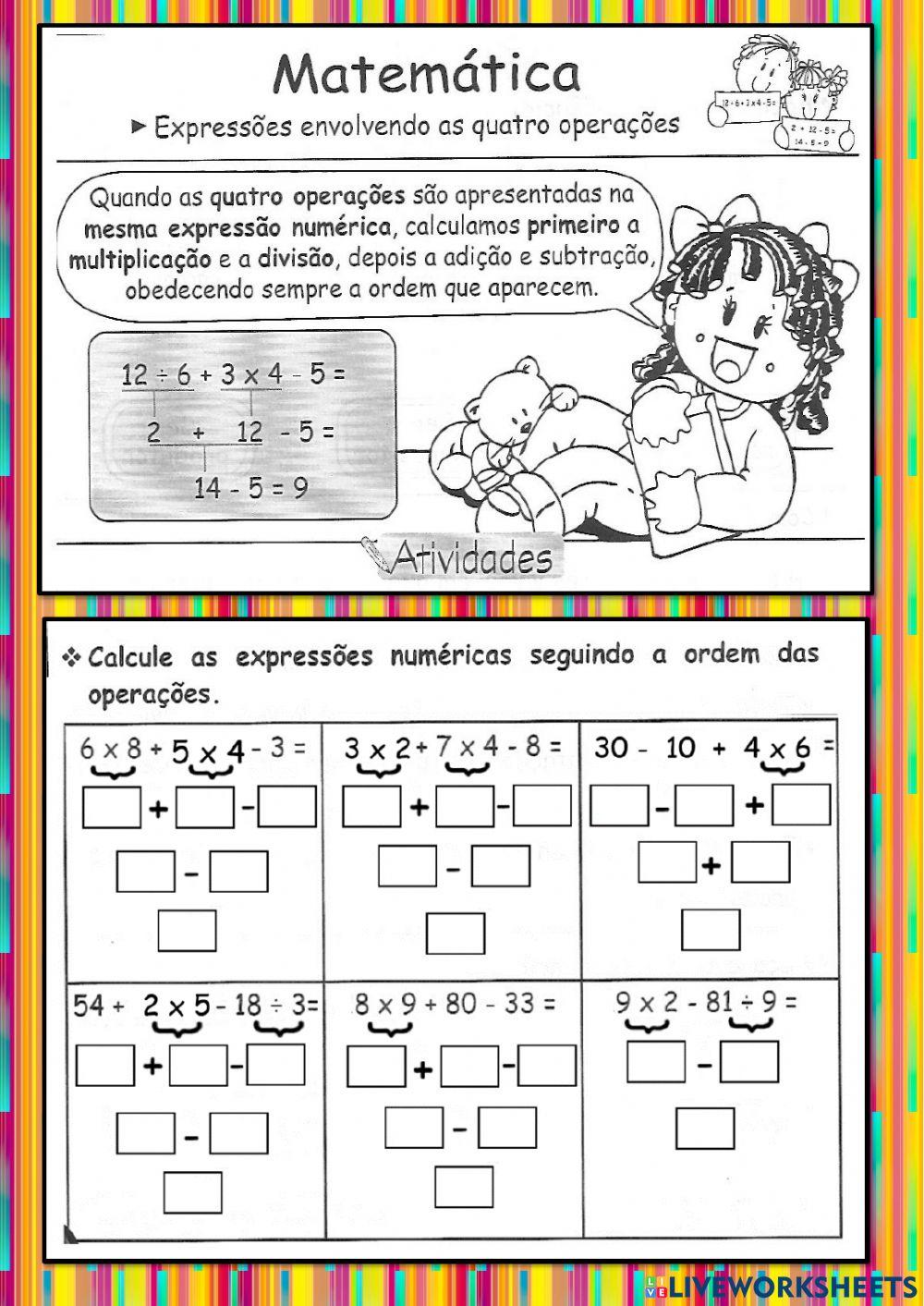 Expressão numérica com 4 operações b