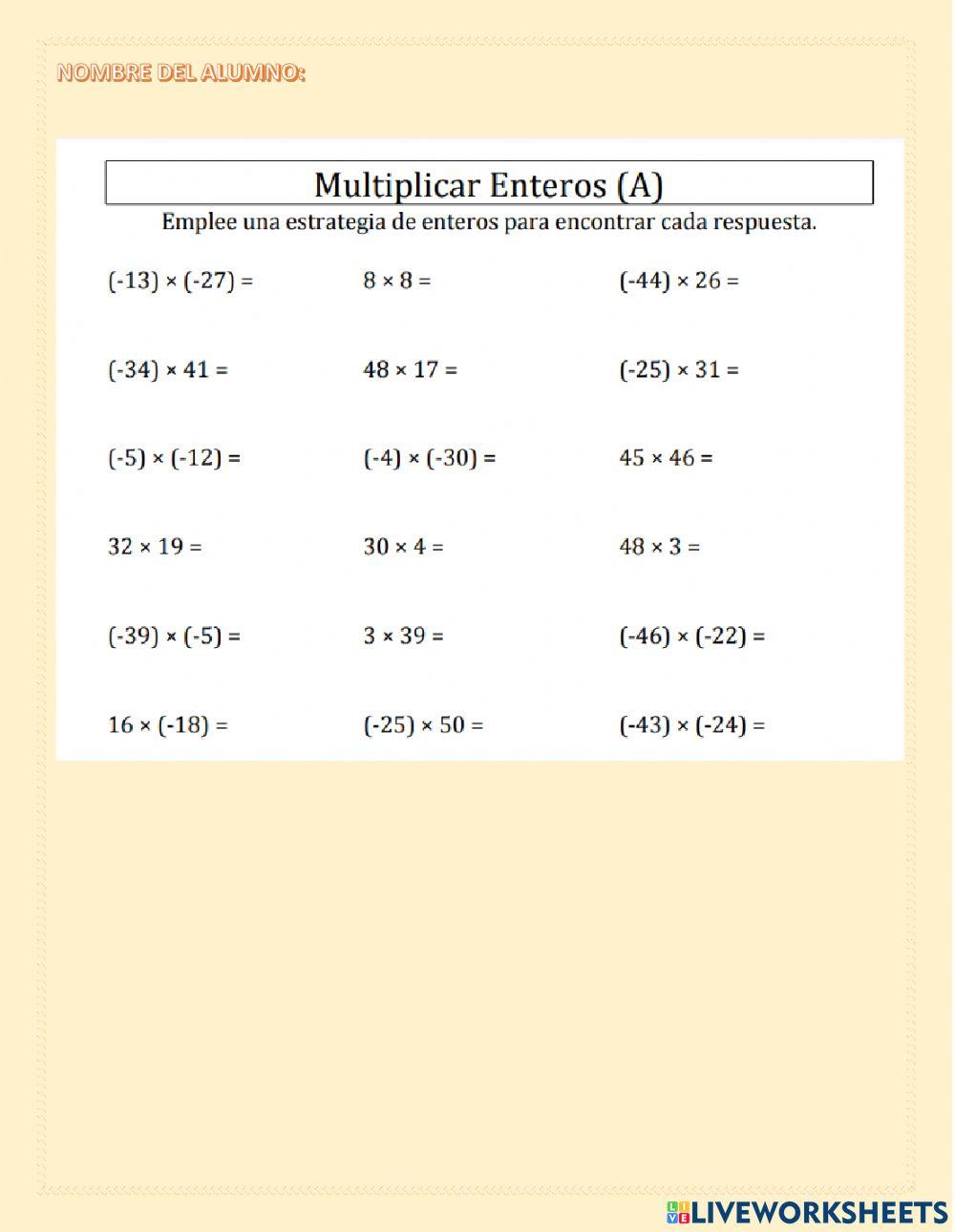 Multiplicación y división de enteros