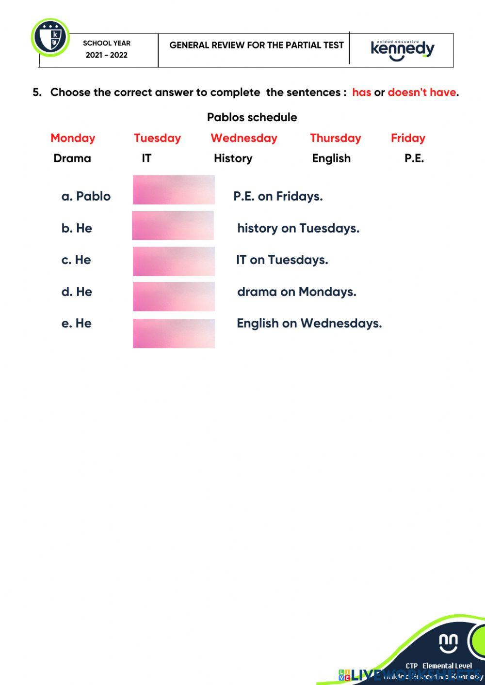 General review for the interpartial test