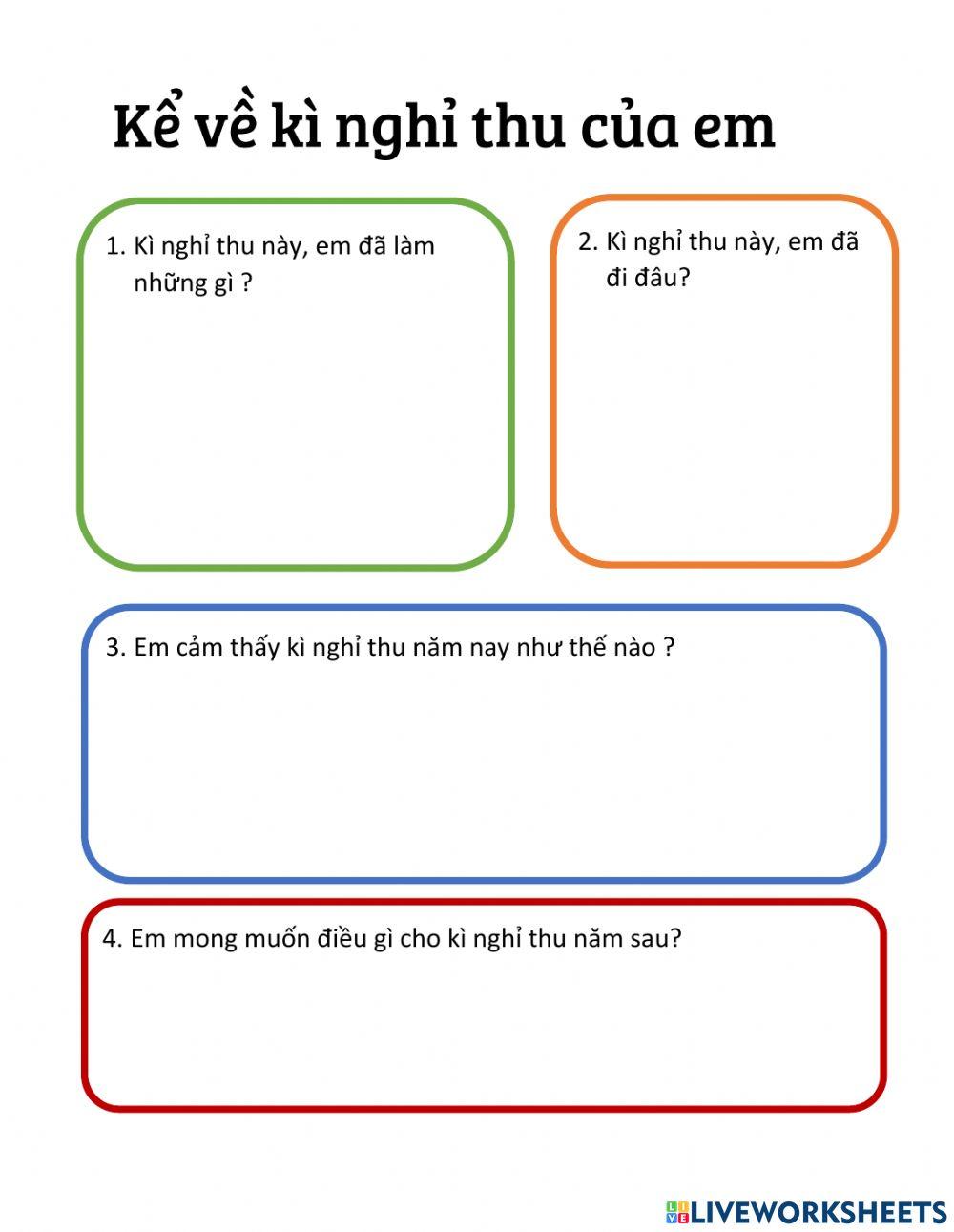 Kể về kì nghỉ thu của em