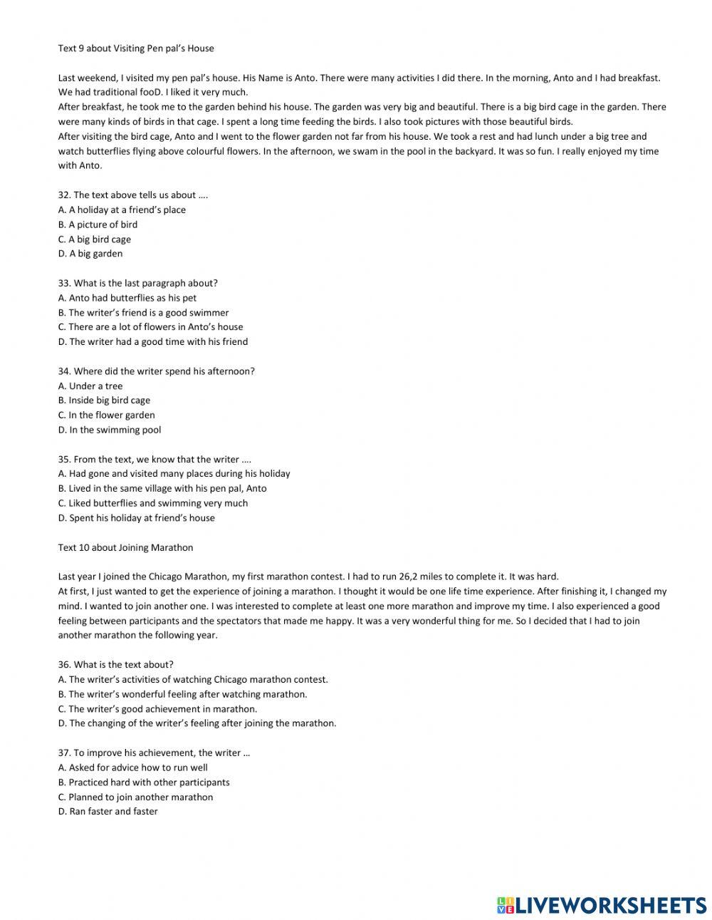 Wokrksheet recoun text