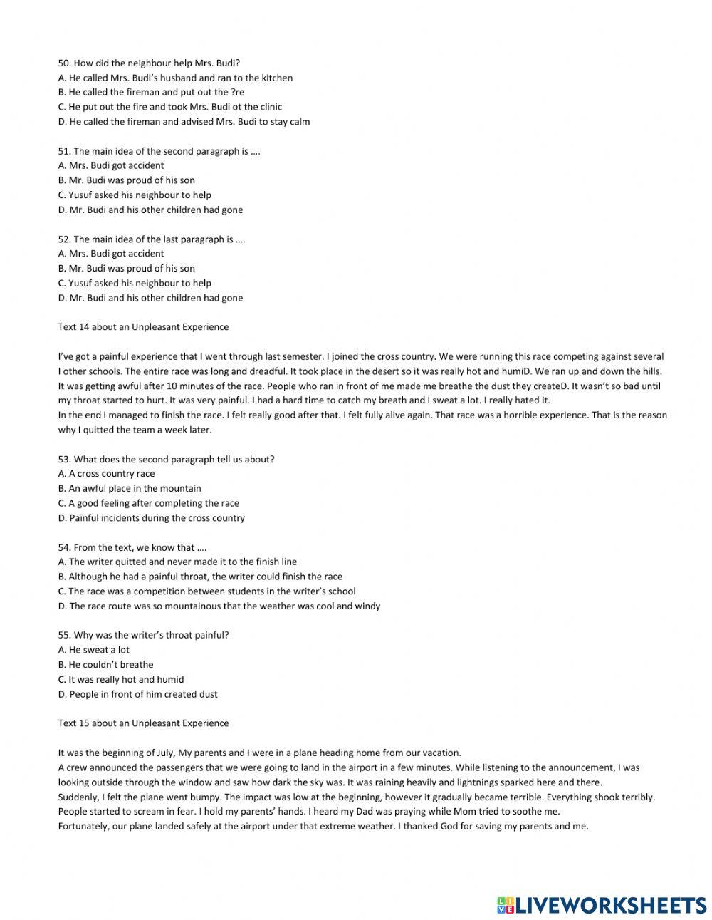 Wokrksheet recoun text