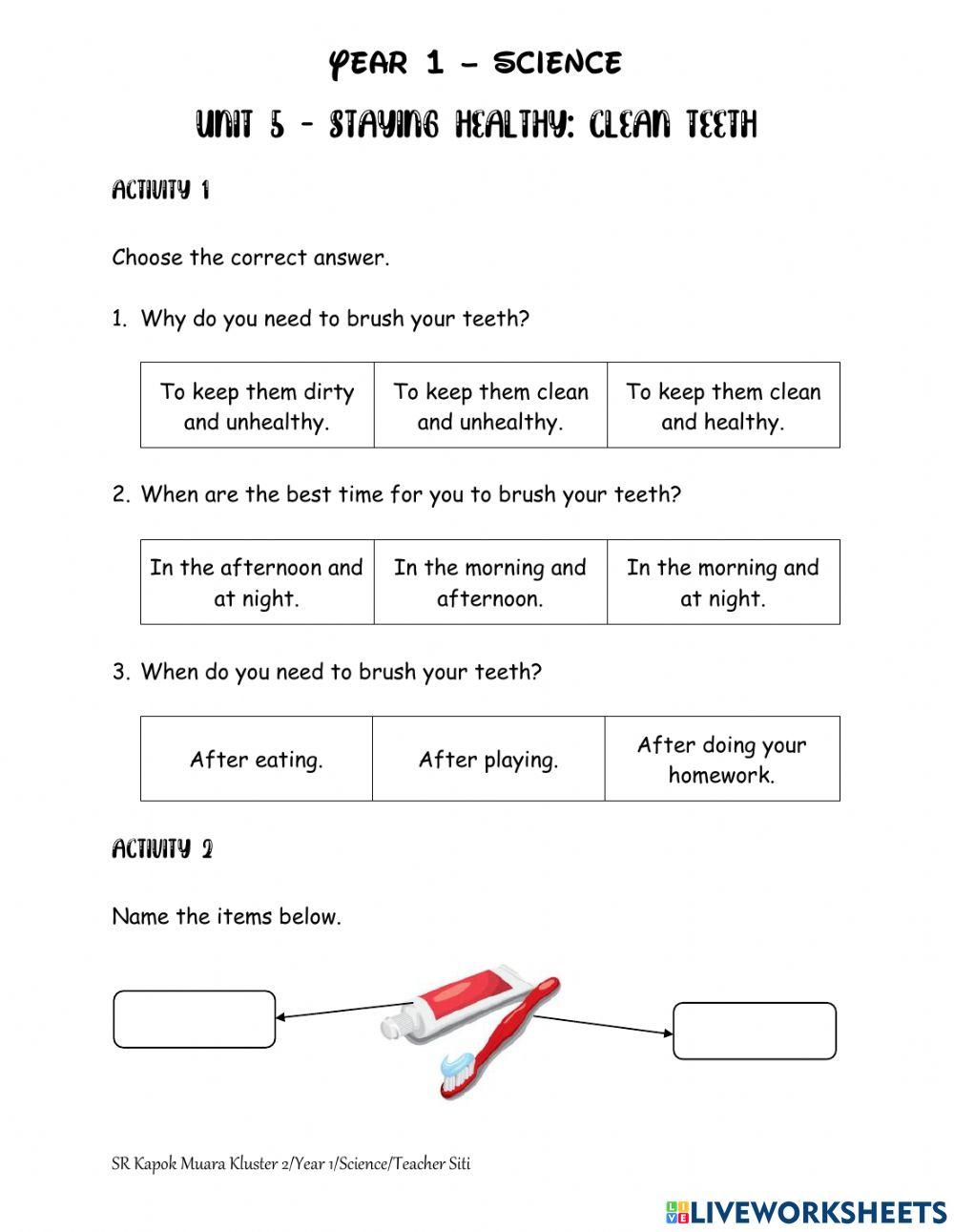 Unit 5 - Staying Healthy - Clean Teeth