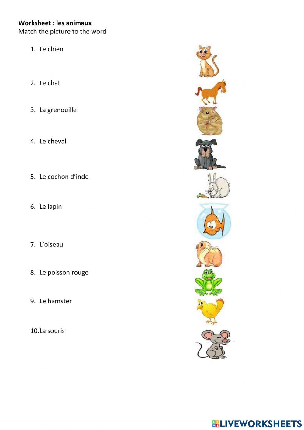 Les animaux online pdf worksheet