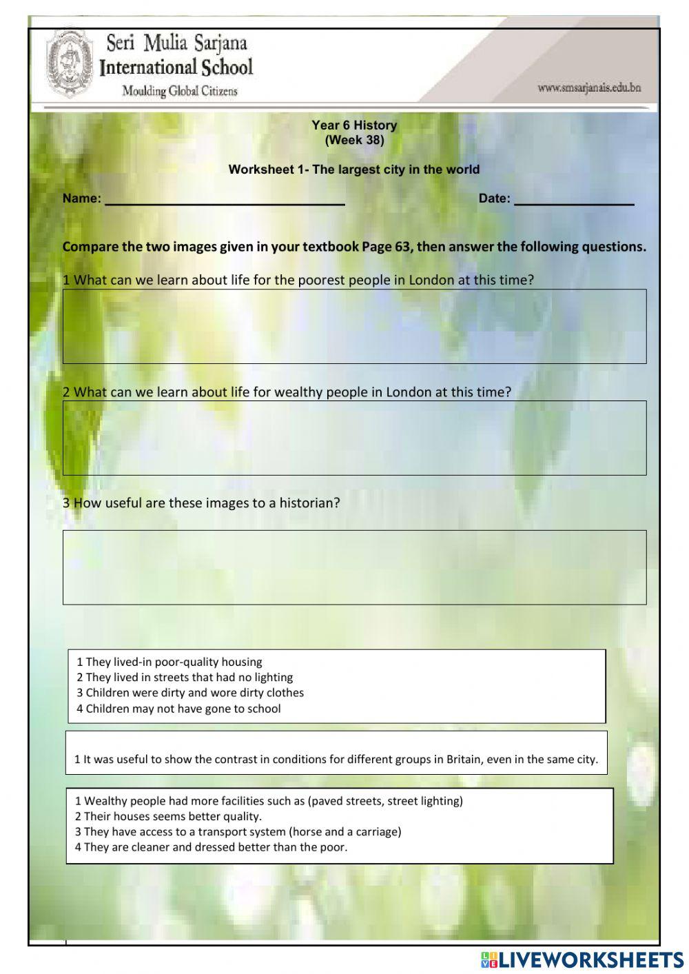 Year 6 History Worksheet Week 38 3447339 | celinevarghese