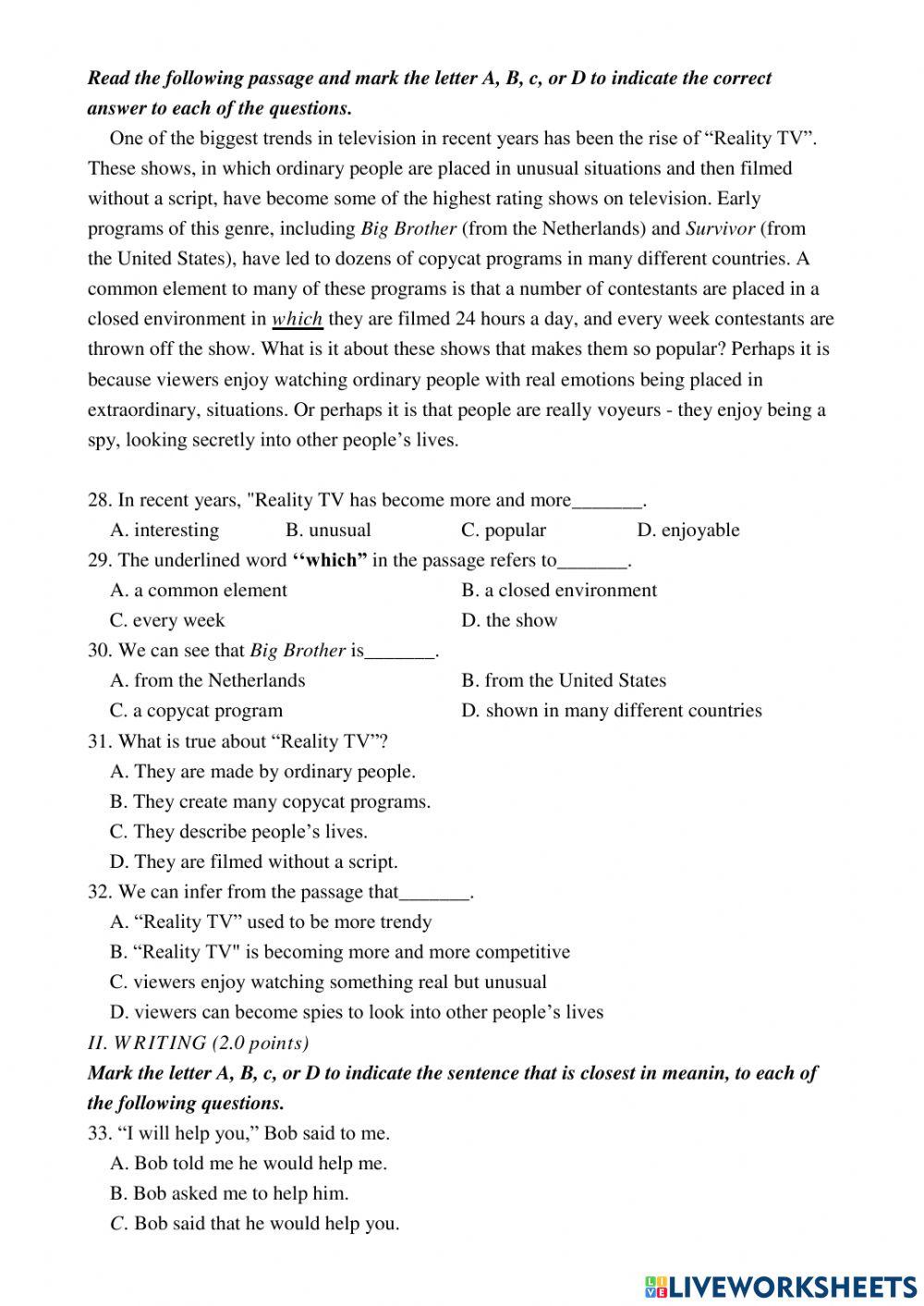 Đề thi vào lớp 10