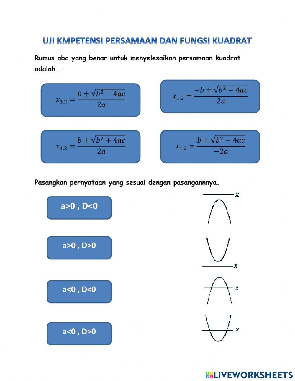 Persamaan dan fungsi kuadrat