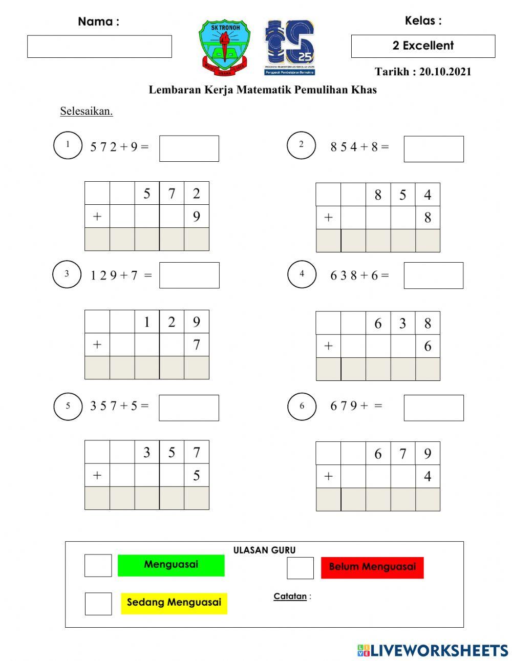 Unit 2 : Tambah Dalam Lingkungan 1000