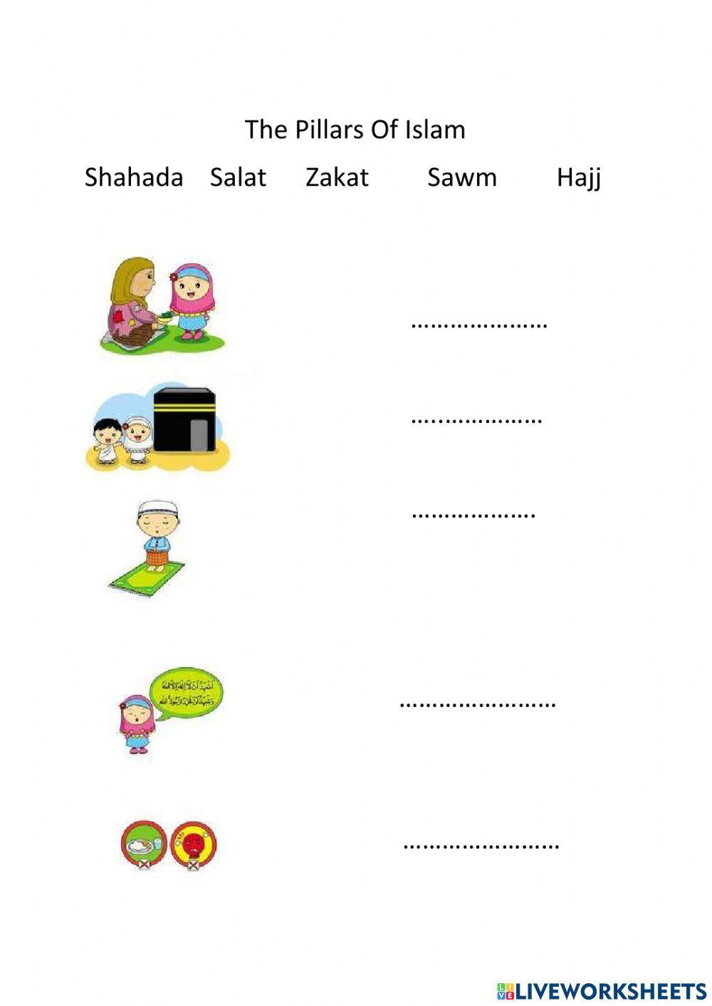 The pillars of islam worksheet live worksheets