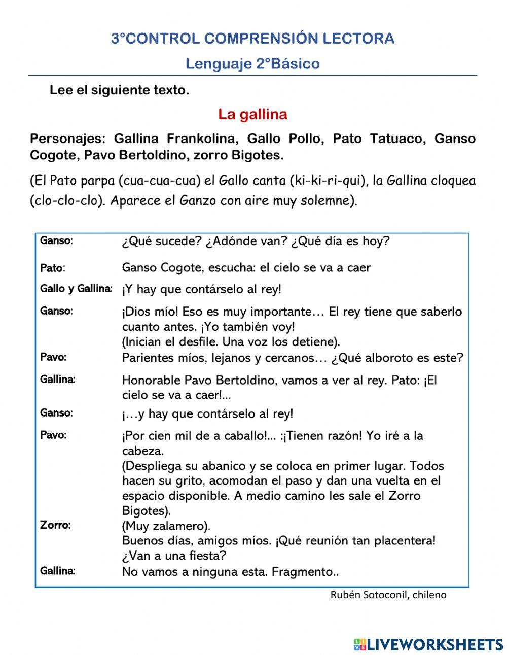 Control comprensión lectora n3