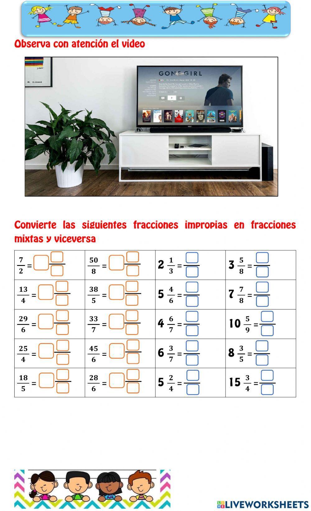 Las fracciones, equivalentes y mixtas