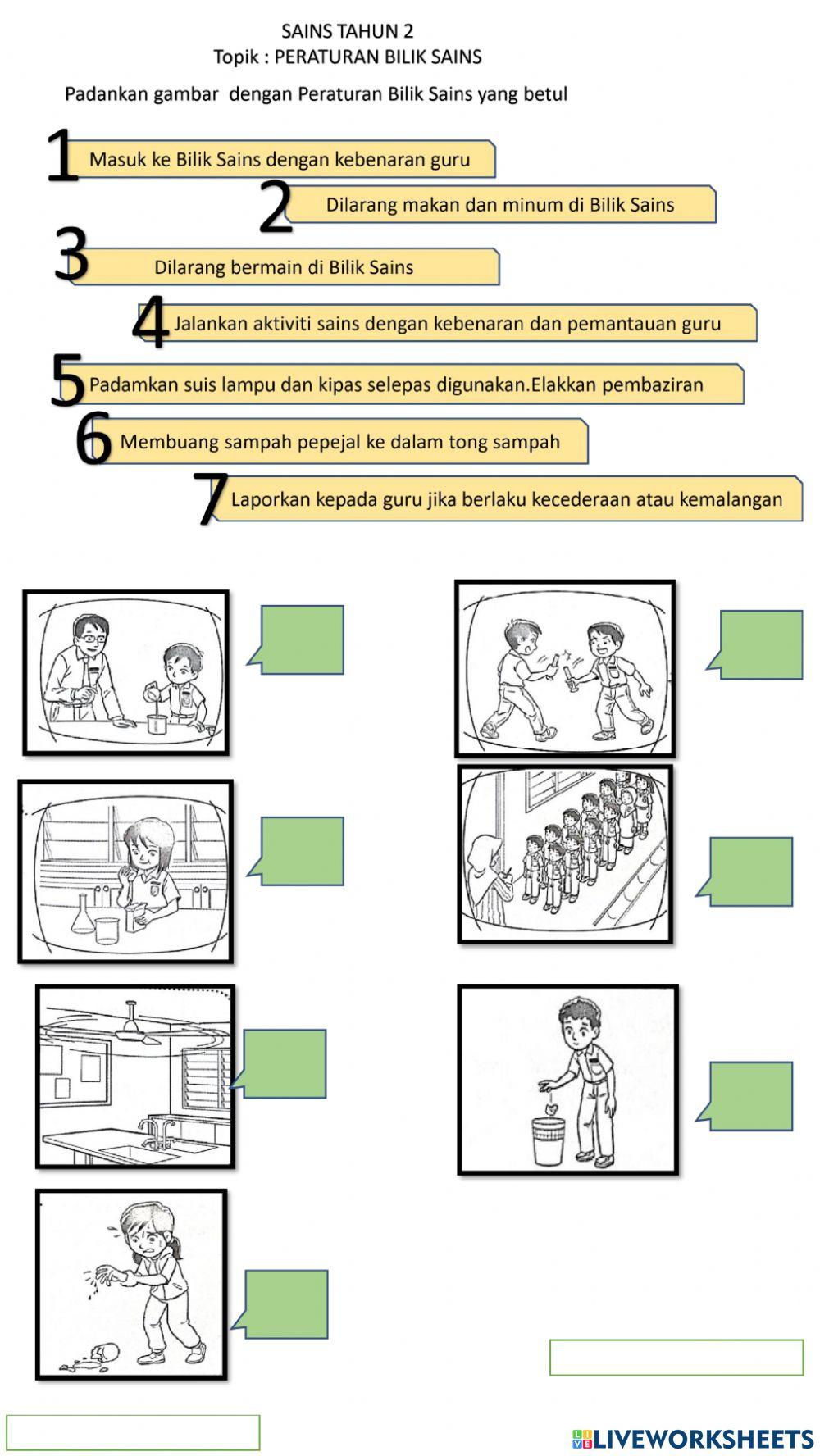 Sains tahun 2 - perturan bilik sains