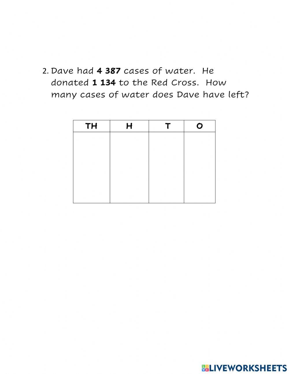 4 digit word Problem Addition and Subtraction