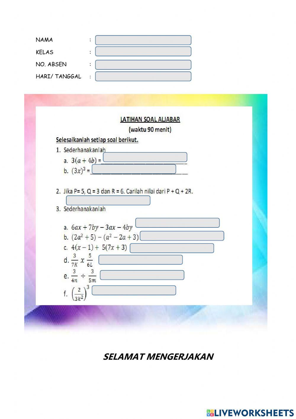 Operasi Hitung Aljabar