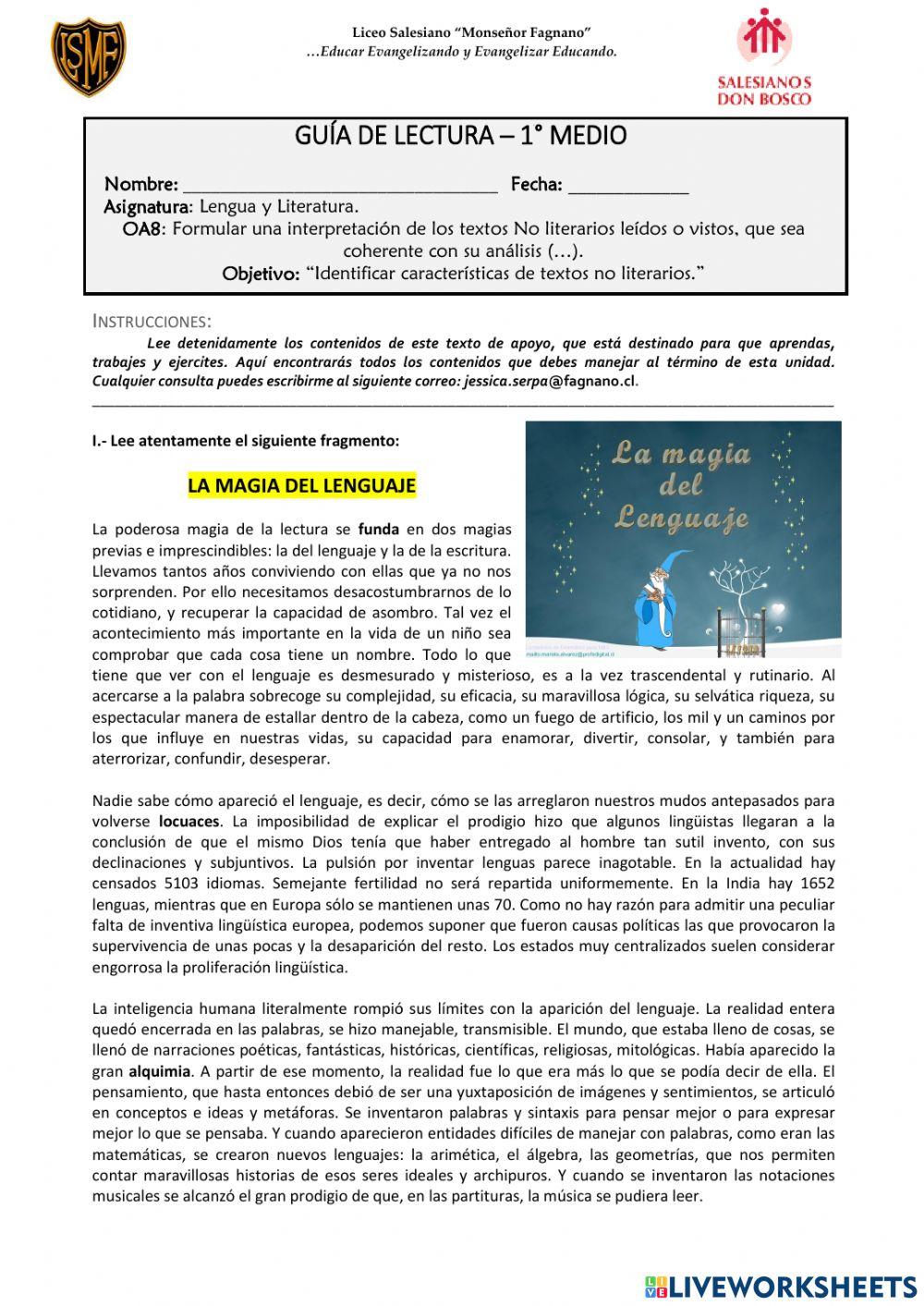 Guía de aprendizaje - 18 de octubre