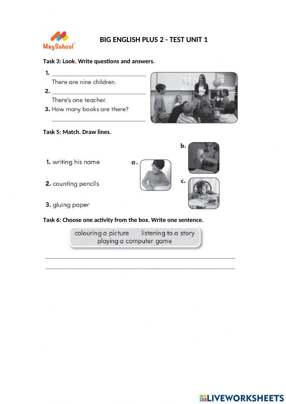 Big English Plus 2 - Test Unit 1