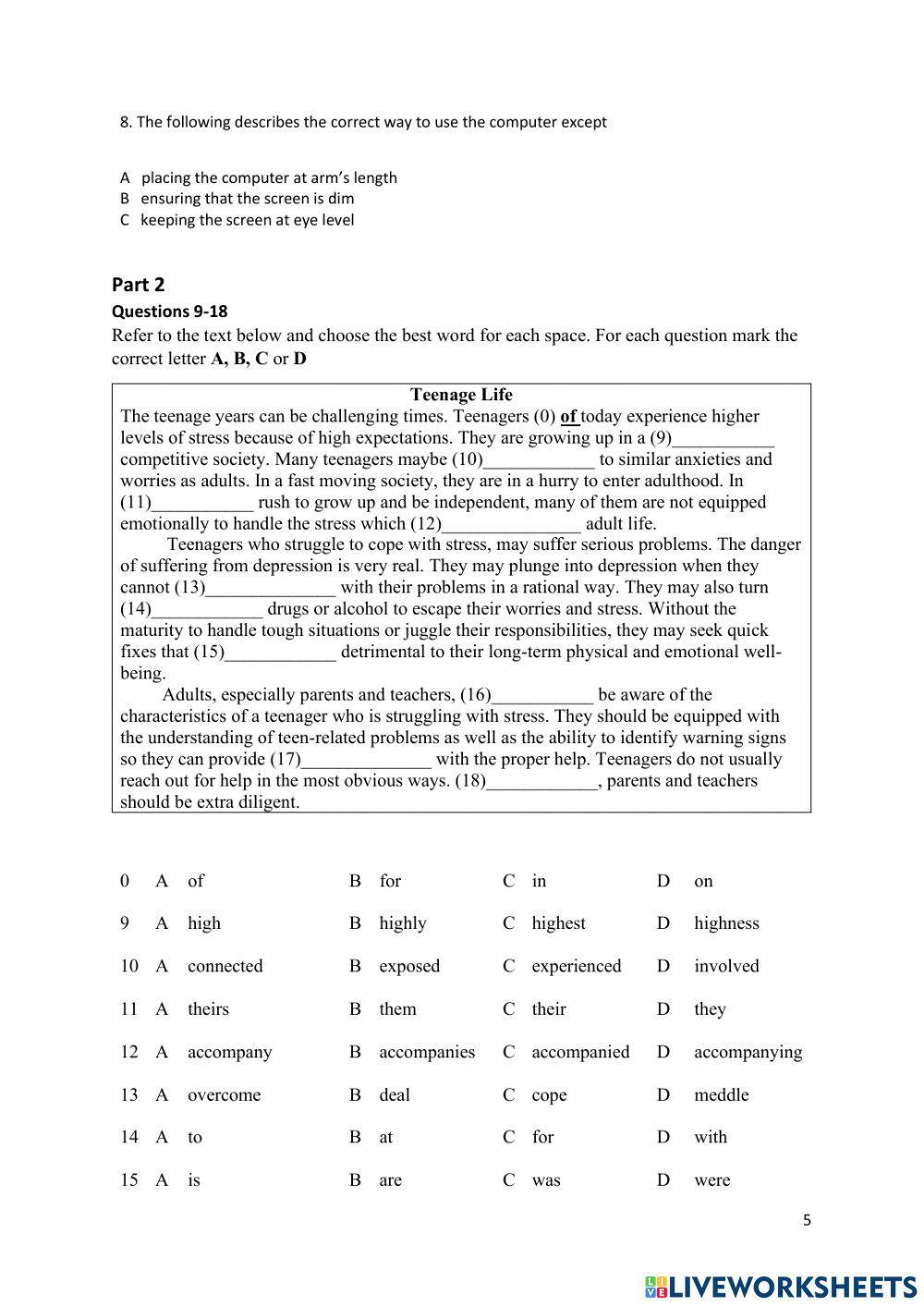 Reading & Use of English(Paper 1) Part 1-3