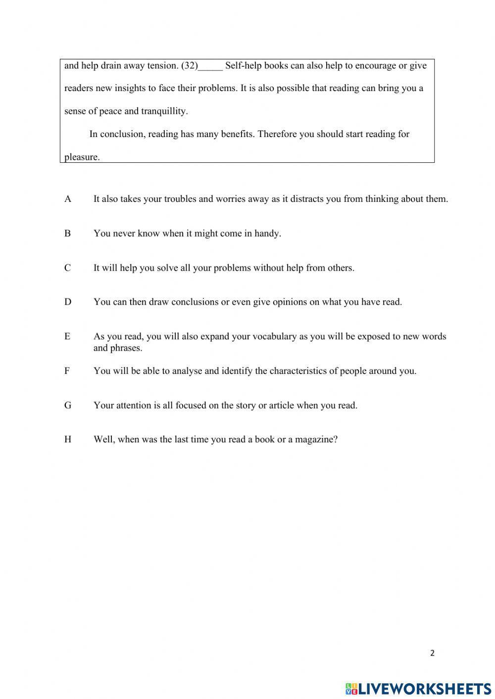 Reading & Use of english (Paper 1) Part 4-5