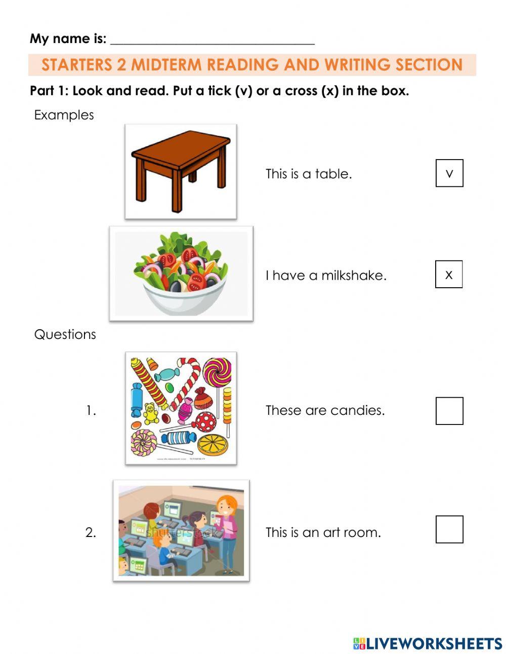 S2 MIDTERM READING AND WRITING SECTION online exercise for | Live ...
