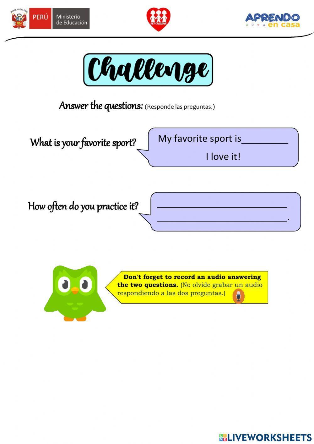 Activity 1: Outdoor sports