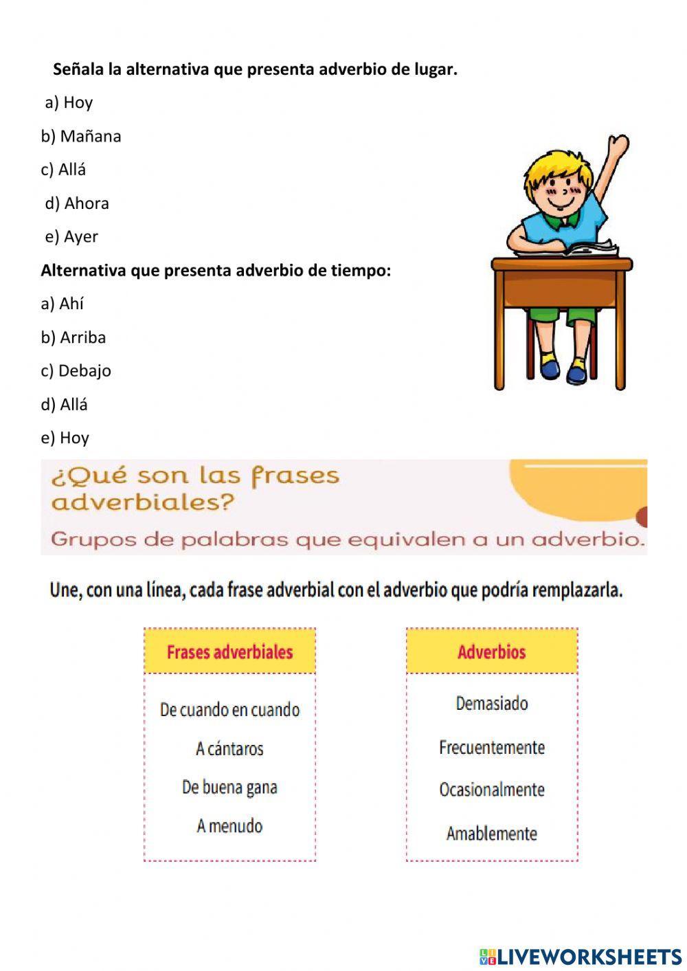 Adverbio y frases adverbiales worksheet | Live Worksheets