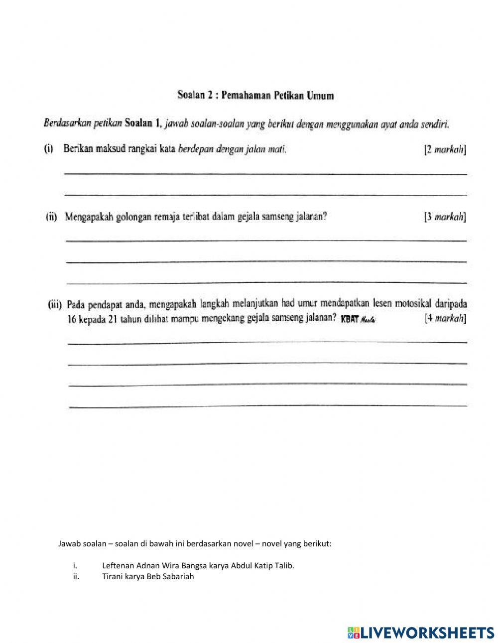 Rumusan n Novel Menengah atas