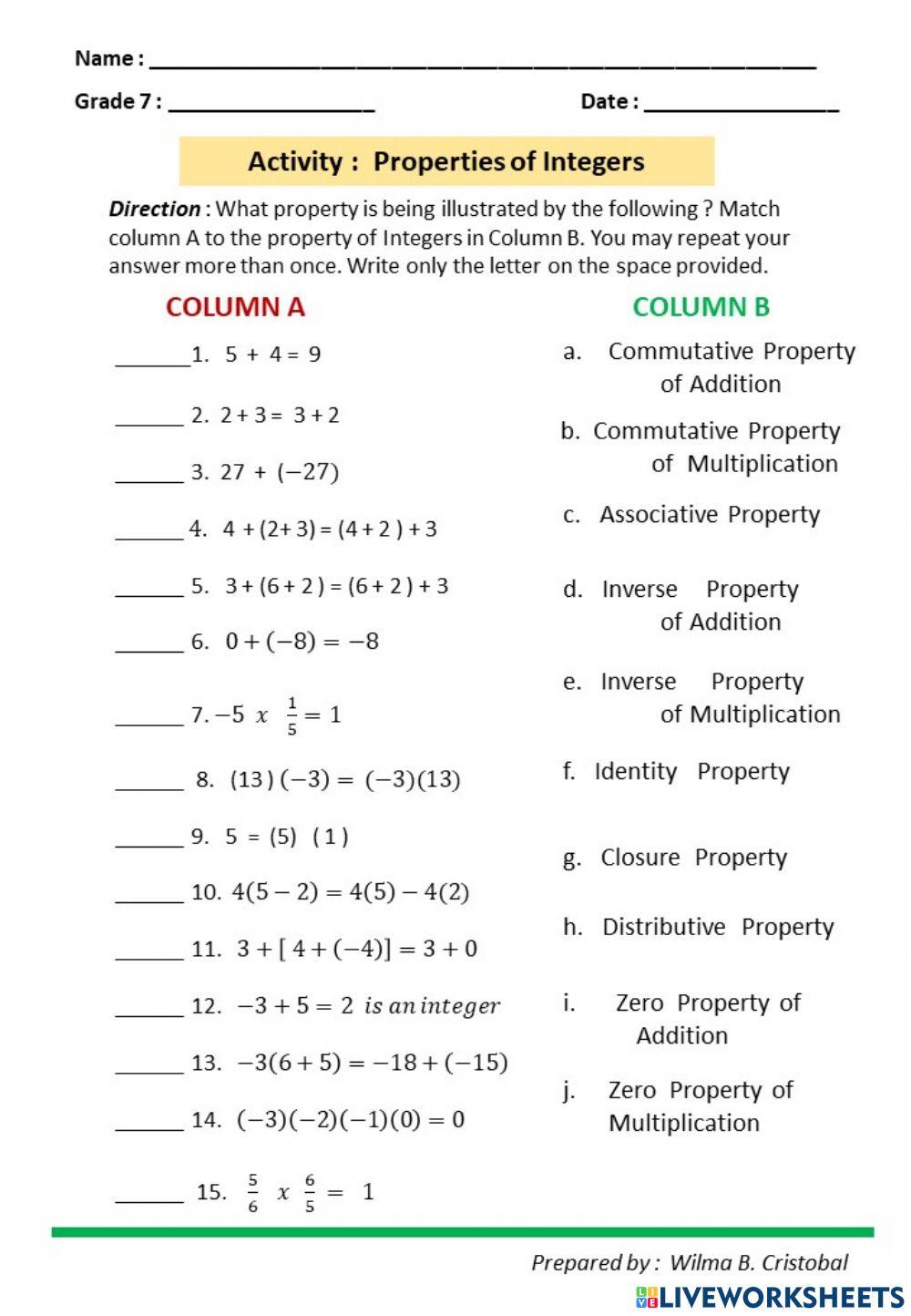 Integers Worksheets Grade 7 integers-worksheets-grade-7