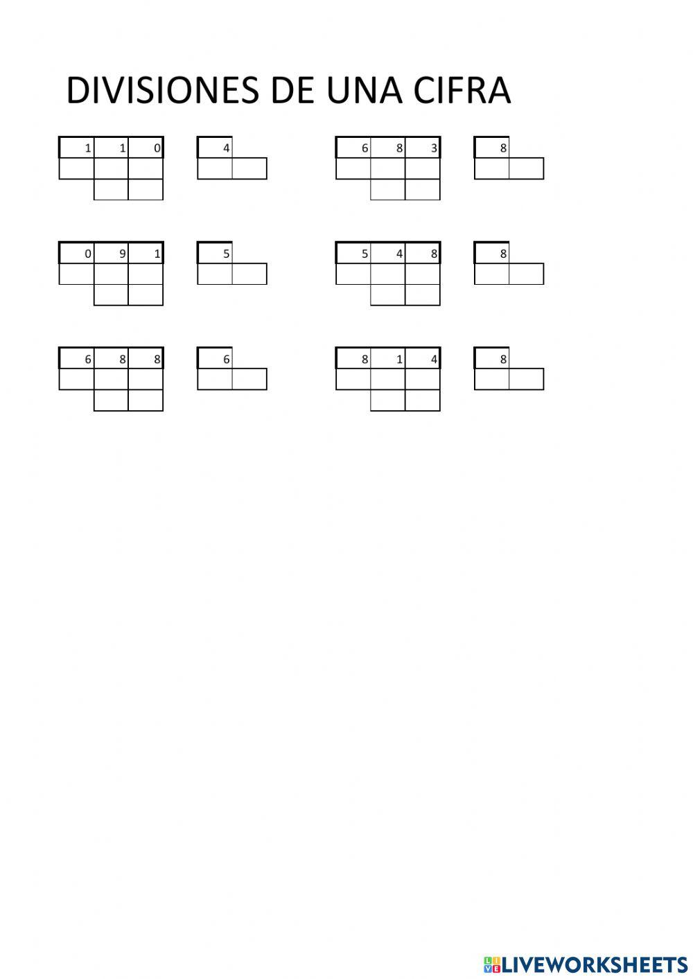 Divisiones una cifra