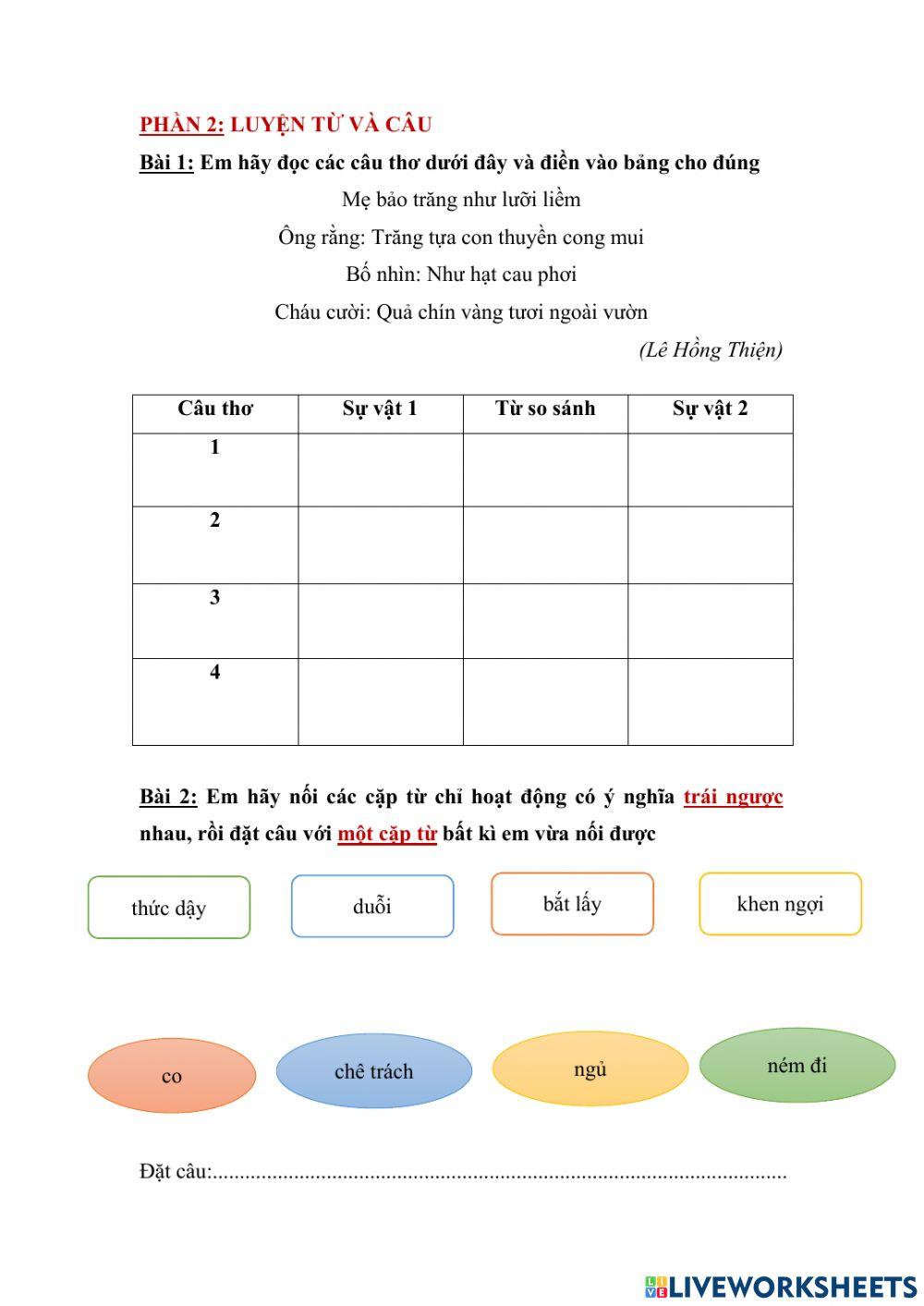 Bài tập chính tả -ltvc 7