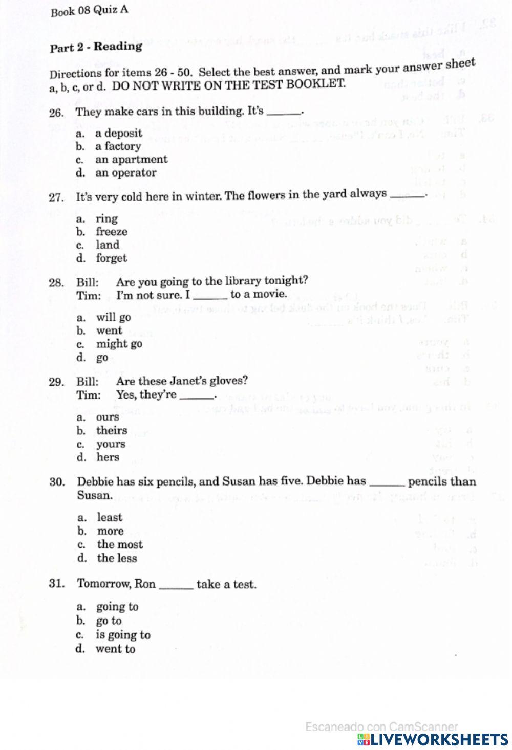 Quiz A book 8