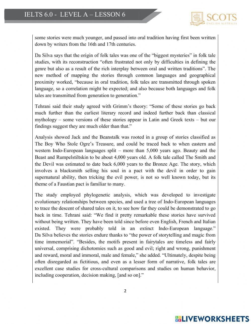 IELTS Reading - Pick from a list