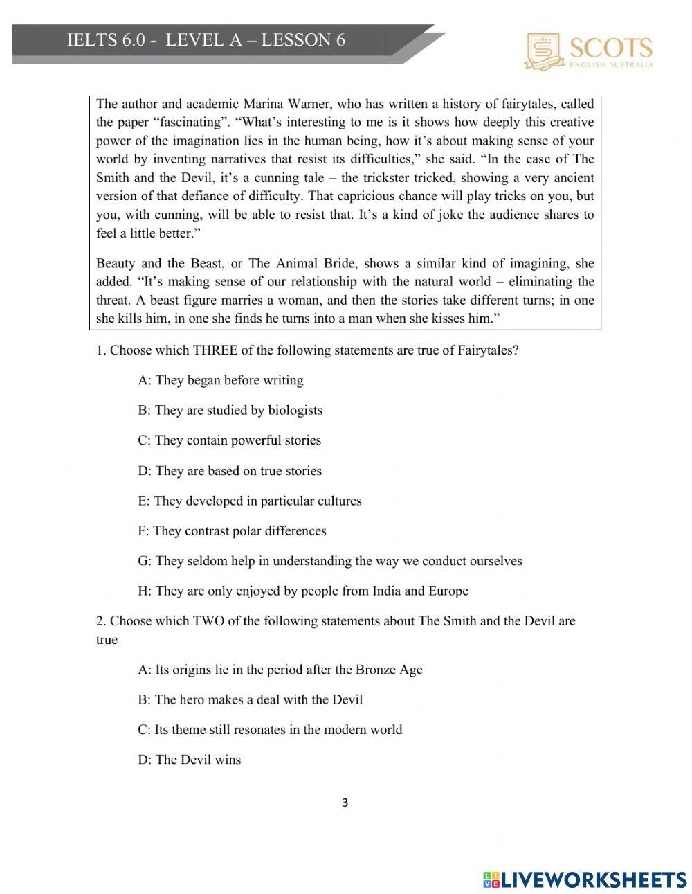 IELTS Reading - Pick from a list