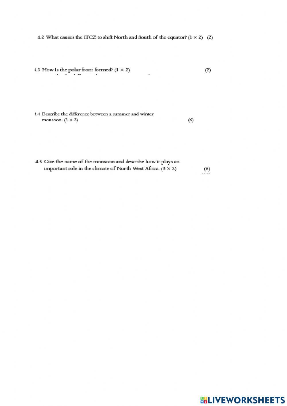 Test 2 The atmosphere