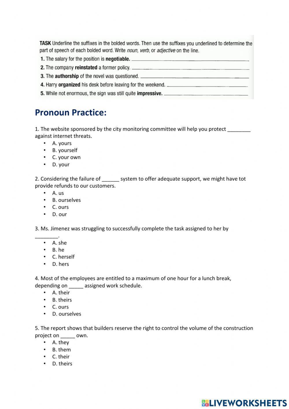 Pronoun practice