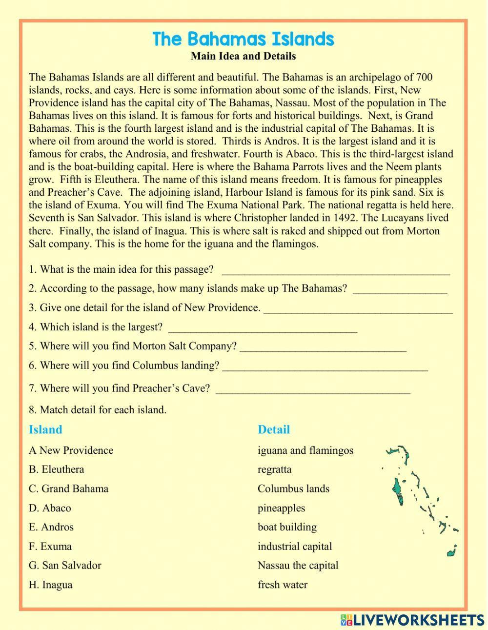 The Major Islands of The Bahamas Main Idea and Details