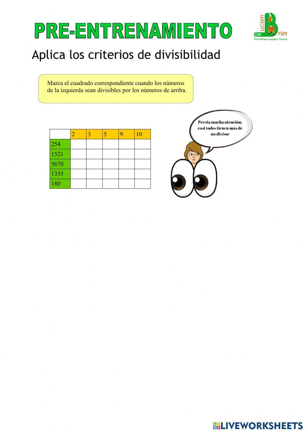 Criterios de divisibilidad