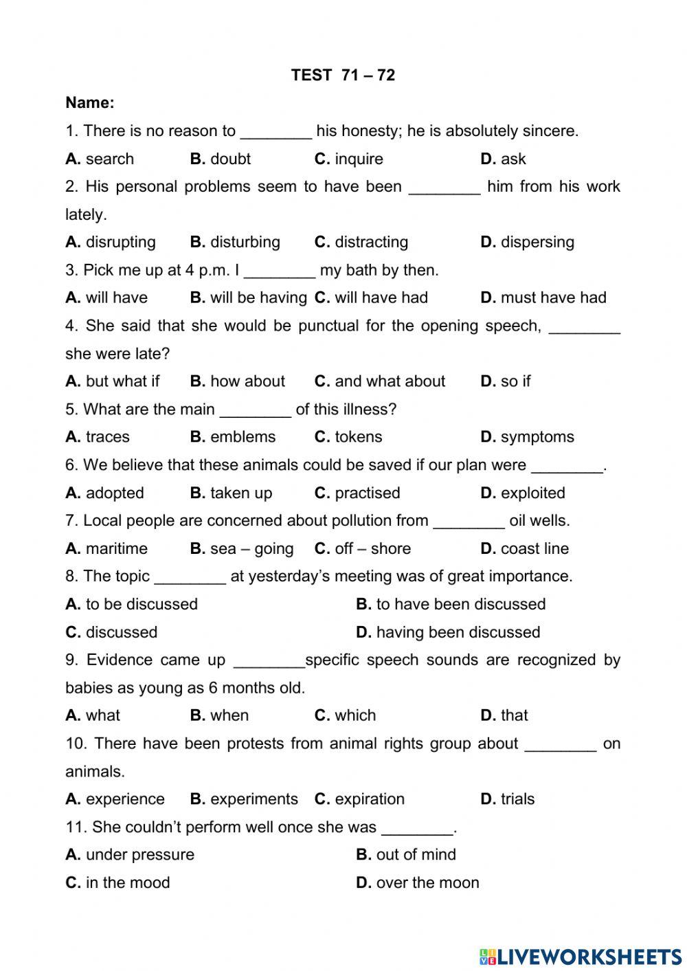 English 9 English language exercise Live Worksheets