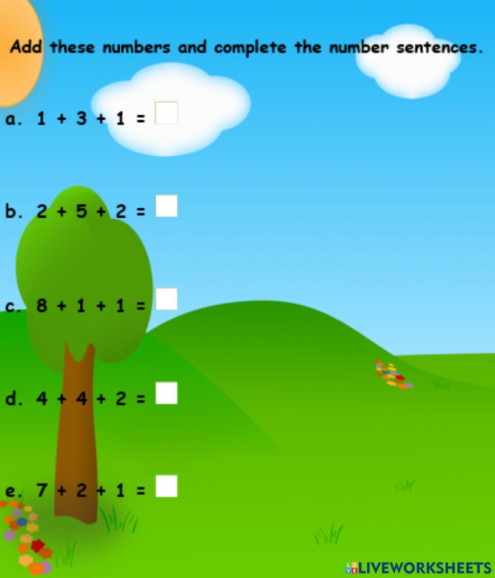 Addition Of Three 1 digit Numbers Worksheet Live Worksheets Addition Of Three 1 digit Numbers Worksheet Live Worksheets