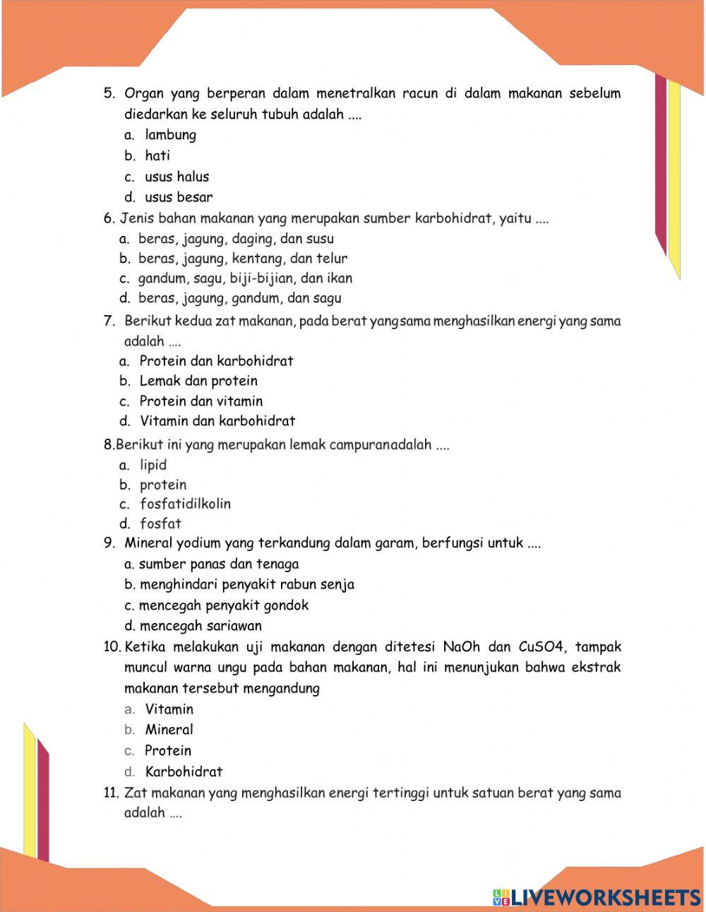 Soal Latihan Sistem Pencernaan